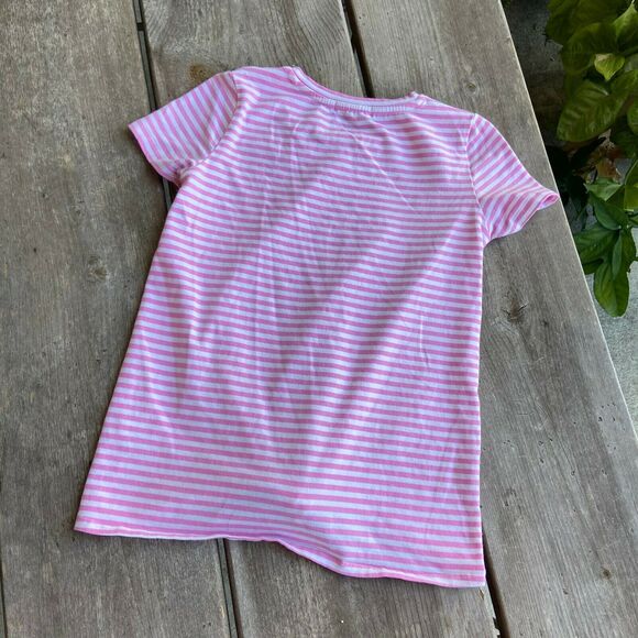 Copper Key Girls Top Size Medium Pink White Striped Knit Knot Tee Short Sleeve - Picture 5 of 6